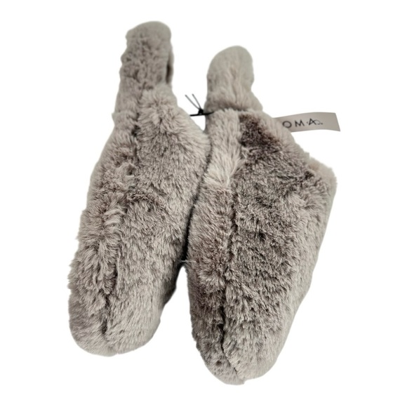 Soma Plush Taupe Faux Fur Cozy Mule Slide House Slippers Size Large NWT in - Picture 7 of 8